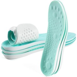 3 Pairs of Breathable Shock Absorption Sport Shoe Insoles - Elastic Soft Running Shoe Replacement Pads for Men & Women in Mint Green - Color: Mint Green, Size: Men 9-10.5 / Women 11-12.5