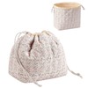 RSRSLEII Small Cotton Quilted Drawstring Makeup Bag, Cute Coquette Cosmetic