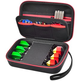 Dart Bag Holder Storage Organiser for Steel Tip and Soft Tip Darts, 12 Pieces Dart Carry Bag Fits Dart Tips, Shafts, Flights and Accessories (Box Only), Red zip, Red Zipper