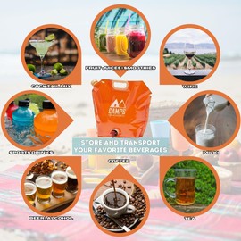 HOME-PRO VISIONS Collapsible Water Container Bag, BPA-Free, Portable, Foldable, 8 Liters/2.1 Gallons, Outdoor, Camping, Hiking, Weather Emergencies, Sports, Survival Kit (Orange)