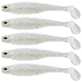 MAFIMOEA 40/30/20Pcs Paddle Tail Swim Baits Lures Fishing Soft Plastic Lure Kit for Bass Trout Walleye Crappie 6.5cm 7.5cm 10.5cm (White, 3.15IN/8CM - 30PCS)