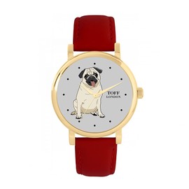 Toff London Beige Pug Dog Watch Women's 38 mm Case 3 ATM Waterproof Custom Designed Quartz Movement Luxury Fashionable, TLWS-44774