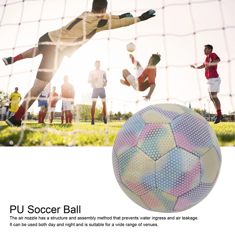 Soccer Ball PU Size 5 Light Color Reflective Glowing Soccer