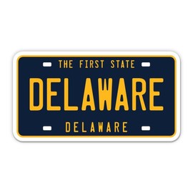 Squiddy Delaware State License Plate Style - Vinyl Sticker Decal for Phone, Laptop, Water Bottle (3.5" Wide)