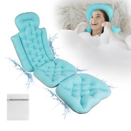Bath Cushion for Tub, Full Body Bath Pillow for Bathtub with Washing Bag, Providing Support for HIPS Back & Waist, Upgraded Silicone Suction Cups, Anti-Slip Design Bathtub Pillow Full Body
