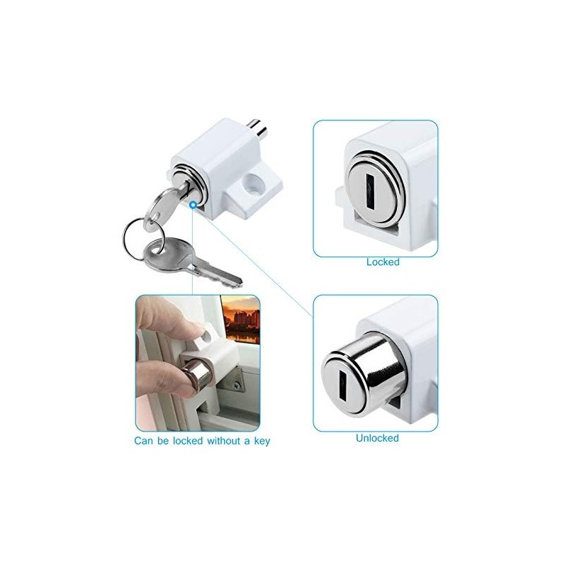 2Pcs White Sliding Patio Lock Sliding Patio Door Latches Set