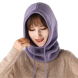 Yekeyi Winter Knitted Cashmere Ski Mask Outdoor Hat for Women, Purple01