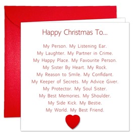 Hilgue Special Christmas Card for Best Friend, Happy Christmas Card for Bestie, Sentimental Merry Xmas Card for Her with Envelope