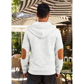 Mens Fashion Pullover Hoodies Long Sleeve Thermal Drawstring Button Texture Hooded Sweatshirt White