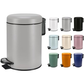 KW Soft Shade Small Round Pedal Bin 3ltr (Grey, 3 Ltr)