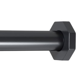 Ivilon Tension Curtain Rod - Hexagonal Spring Tension Rod for Windows or Shower, 54 to 90 Inch, Black