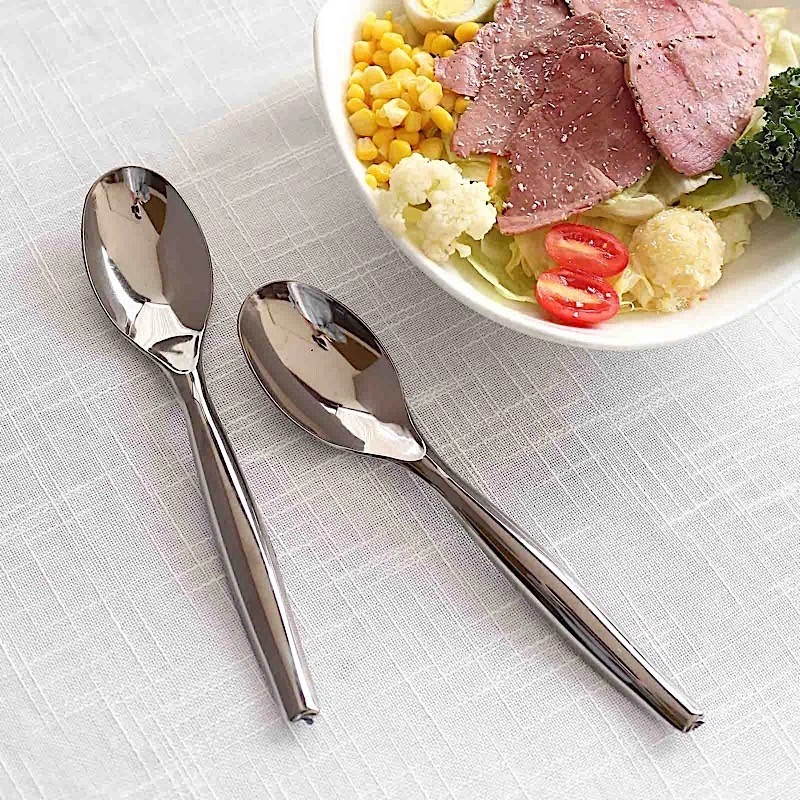 CraftsnFavors 10 SILVER 10" Heavy Duty Plastic Large Serving SPOONS