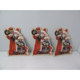 Vintage Lot of 3 Childrens Christmas Greeting Card SANTA With Kids