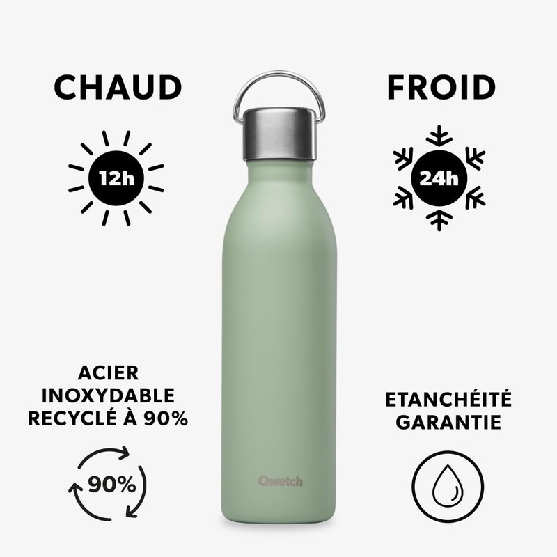 Qwetch - Lime Green 600ml Active Insulated Flask - Recycled