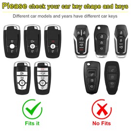 Car Key Shell Case Holder Protector Keychain Compatible for Ford Mustang F150 F250 Raptor Explorer Expedition Bronco Key Fob Cover for Corsair Nautilus Smart Keyless (Transparent Black Soft TPU)