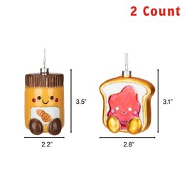 Every Day is Christmas Glass Blown Ornaments Cute Hand Made Figurines Tree Decoration, Peanut Butter, Jelly Figurine Set of 2