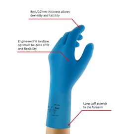 Ansel Alpha Tech 37-310 Nitrile Gloves, Oil/Chemical Resistant, Size L