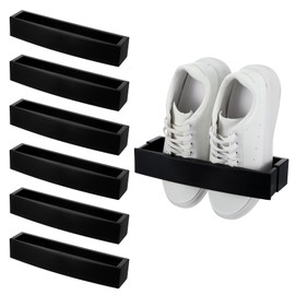 HOFURME 6 Pcs Adjustable Wall Mounted Shoes Rack with Sticky Hanging Strips, Plastic Shoes Holder Storage Organizer, Door Shoe Hangers