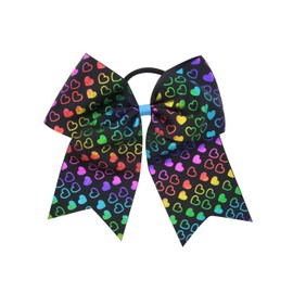 Valentine Cheer Bows Hearts Ponytail Holder Bowknot Valentine Hearts Hair Ring Tie Bow JHV20 (B4-Black)