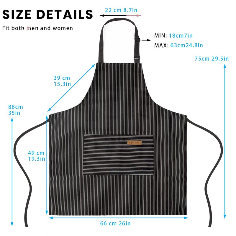 BeLuyi Adjustable Bib Apron with 2 Pockets Chef Cooking Kitchen