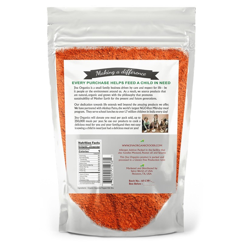Jiva Organics Cayenne Pepper Powder Ground Chilli Pepper 1.25 LB