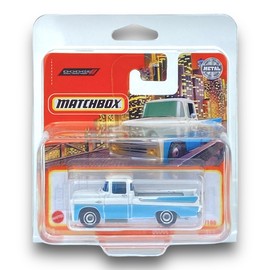 Matchbox Dodge Sweptside Pickup (White & Light Blue) - Dodge 2022-68/100 (Short Card) - COMES IN A KLAS CAR KEEPER SHORT CARD PROTECTOR CASE - HFR48