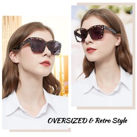 OCCI CHIARI Oversized Reading Glasses with Sunglasses 1.25 Sun Readers for Women with Magnification Outdoor UV400(1.0 1.5 2.0 2.5 3.0 3.5 1.25 1.75 2.25 2.75)