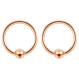 2pc Rose Gold 1.2mm 16g Ball Closure Ring Captive Bead Piercing Lip Tragus Septum Cartilage Navel Forward Helix Rook Nose Navel Bar Banana Conch - 8mm
