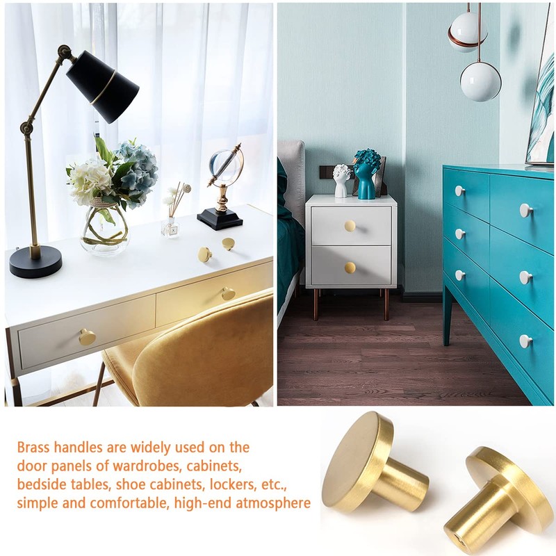Lemiyoo 10 Sets Solid Brass Door Knobs, Round Drawer Handles,