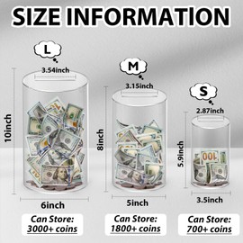 LMSNE Piggy Bank for Adults or Kids, Clear Piggy Bank Must Break to Open, Unopenable Acrylic Savings jar (Clear, Medium)