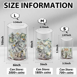 LMSNE Piggy Bank for Adults or Kids, Clear Piggy Bank Must Break to Open, Unopenable Acrylic Savings jar (Clear, Medium)