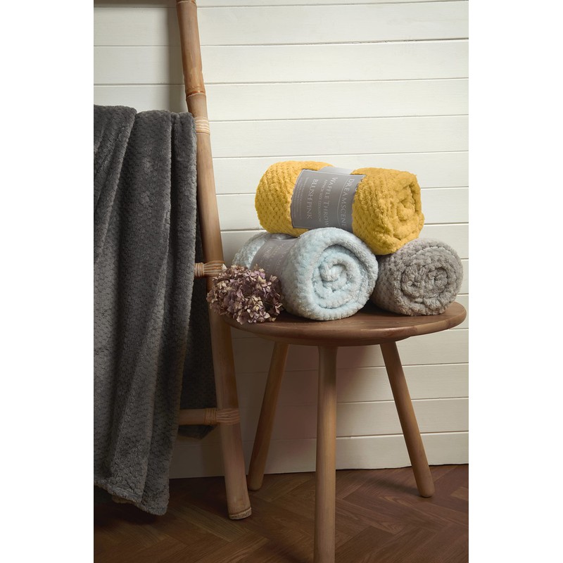 Dreamscene Luxury Waffle Mink Honeycomb Faux Fur Warm Throw Over