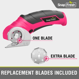 SnapFresh Cordless Electric Scissors, 4V Mini Cardboard Cutter (Hot Pink)
