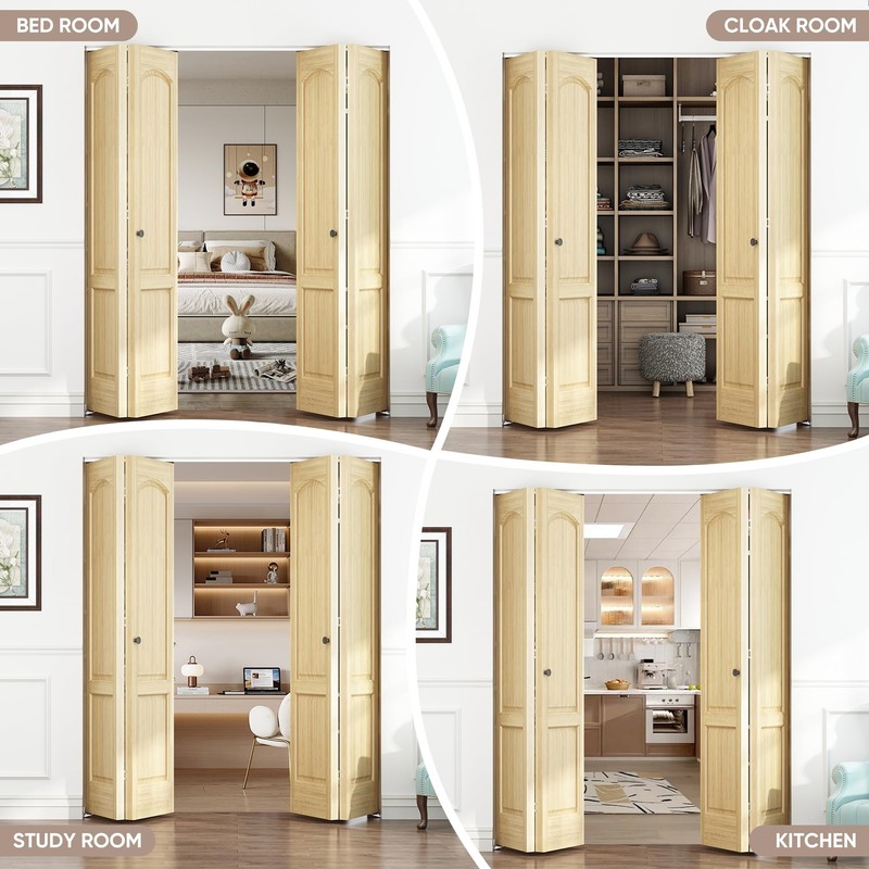 JUBEST 72" Bifold Door Hardware, Top Mounted Bi fold Door