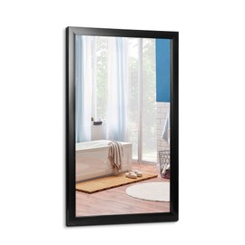 SUPER DEAL 24x36 Inch Rectangular Wall Mirror for Bathroom with Peaked Corner, Bathroom Entryways Decor Vanity Mirrors Wall Mounted, Black