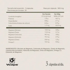 Magnesio Complex 5 + Omega 3 | 60 Capsulas Vcaps | Maklen Sin Sabor