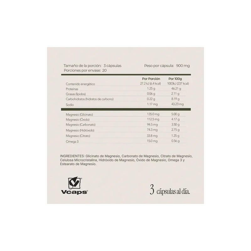 Magnesio Complex 5 + Omega 3 | 60 Capsulas Vcaps