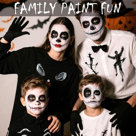 Erinde Pintura Profesional Para Rostro y Cuerpo, Maquillaje Lavable a Base de Agua, Altamente Pigmentado para Festivales de Carnaval y Cosplay, no Tóxico y Seguro Para Adolescentes y Adultos,#Negro + Blanco
