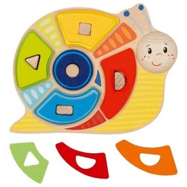 Goki 58399 Sorting Set for Colours and Shapes, Snail Wooden Puzzles, Colourful