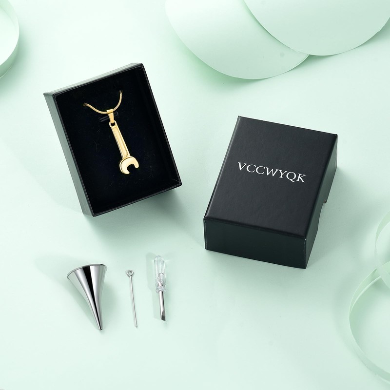 Wrench Urn Necklace for Ashes for Tool Guys Women Men