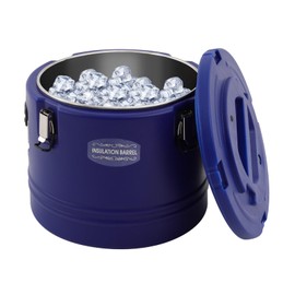 30L Commercial Insulated Bucket Large Capacity Stainless Steel Hot Cold Soup Container w/Sealed Lid Catering Food Warmers for Restaurant Canteen (Blue)