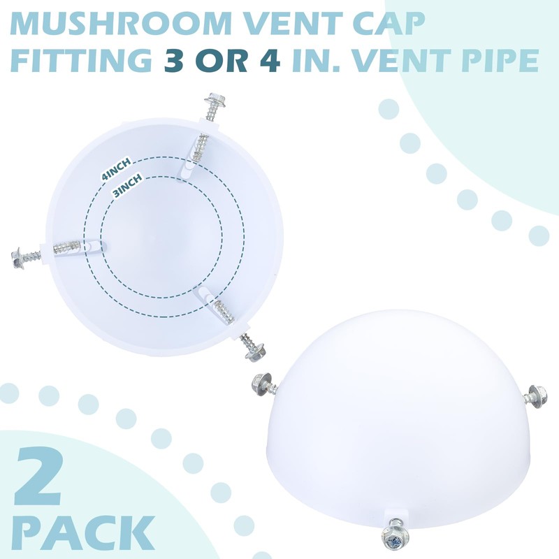 Kittmip 2 Pcs 3 in. or 4 in. Mushroom Vent
