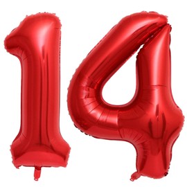 40 Inch Red 14 Number Balloons Giant 14 or 41 Balloons Red Birthday 14 Balloons 14th Birthday Anniversary Party Decorations Supplies