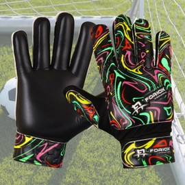 H Force Foriox Soccer Goalkeeper Gloves Football Gloves for Kids Boys Youth Children Adults Soccer Goalie Glove Goalkeeping Glove 4 MM Grip Palms (Black, Size 7)