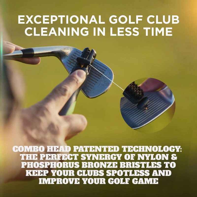 Frogger Golf Club Cleaning Brush with Retractable Cord and Replaceable