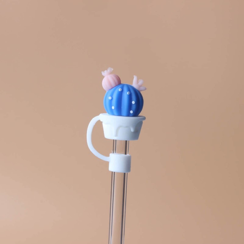 TEONEI Cactus Shape Straw Covers Caps,Straw Tip Covers,Reusable Drinking Straws