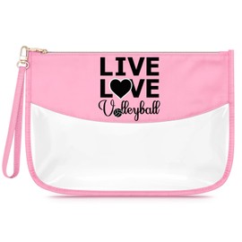 Volleyball Makeup Bag for Women Volleyball Stuff Gifts for Players Teams Cosmetic Bag Volleyball Themed Christmas Birthday Gifts for Women Her Best Friend BFF Bestie Zipper Travel Pouch
