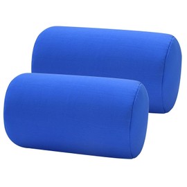 Bookishbunny 2pcs Micro Bead Roll Pillow Cushion for Bed Back Neck Head Body Support, 13" x 7", Various Designs (Blue)