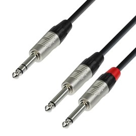 Adam Hall Cables 4 STAR YVPP 0300 Audio Cable REAN 6.3 mm Jack Stereo to 2 x 6.3 mm Jack Mono 3 m