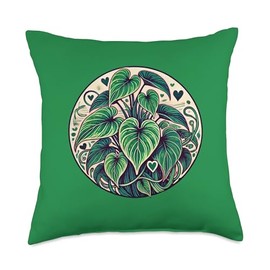 Pothos Houseplant Lover Illustration Plant Mom Throw Pillow